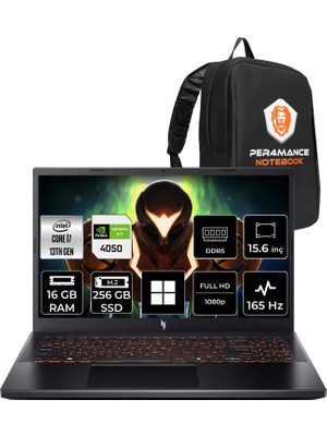 Acer Nitro V 15 Intel Core I7 13620H Rtx 4050 6gb 75W 16GB Ram 256GB SSD 15.6" Full Hd (1920X1080) 165Hz WIN11 Home NH.QUAEY.002P307 Gaming Laptop + Per4 Çanta