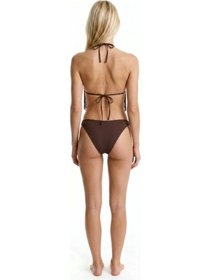 Aquella Püsküllü Koyu Kahve Üçgen Bikini