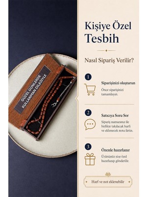 Tesbihkenti Kişiye Özel Kapsül Kuka Tesbih Ahşap Kutulu Harf ve Not