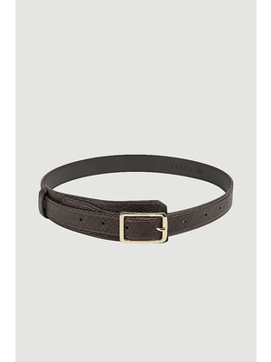 Gusto Oval Kesim Kalın Kemer - Kahverengi