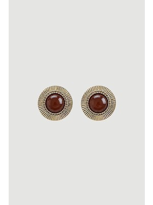 Gusto Taş Detaylı Küpe - Gold