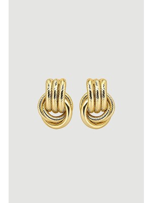 Gusto Halka Detaylı Küpe - Gold