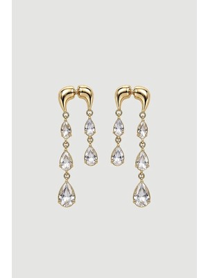Gusto Sallantılı Taşlı Küpe - Gold