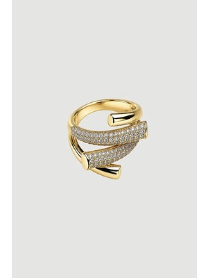 Gusto Çift Sıralı Taşlı Yüzük - Gold
