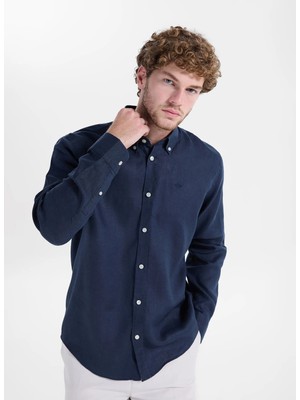 Dockers Lacivert Erkek Gömlek Yaka Regular Fit Logo Baskılı Gömlek D261001