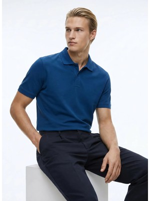 Dockers Mavi Erkek Regular Fit %100 Pamuk Polo T-Shirt D261002