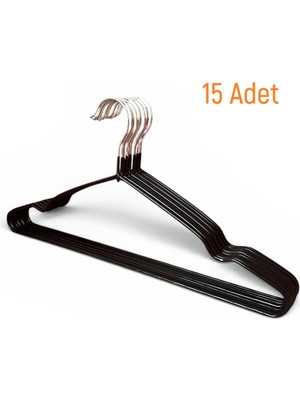 Ezmk Ev Gereçleri Siyah Kaydırmaz Silikon Kaplı, Metal Elbise Askısı, Pantolon Askısı, 40 Cm, 15 Adet