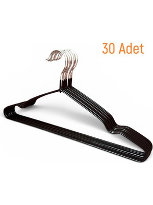 Ezmk Ev Gereçleri Siyah Kaydırmaz Silikon Kaplı, Metal Elbise Askısı, Pantolon Askısı, 40 Cm, 30 Adet