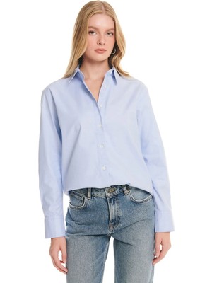 Ted Baker Mavi Kadın Regular Fit Oxford Gömlek TBWRSH1030