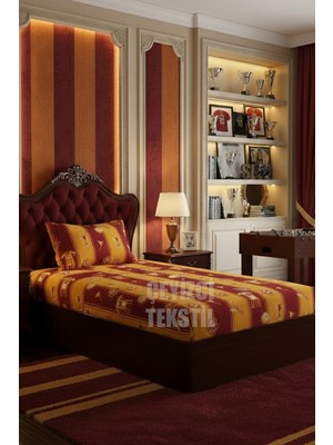 TeknoKapsül Lastikli Çarşaf ve 1 Yastık Kılıfı - Sarı Kırmızı - Taraftar - Tek Kişilik