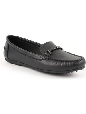 Libero L081.25701-24Y Hakiki Deri Antik Metal Tokalı El Dikişli Esnek Termo Taban Kadın Loafer Mokasen