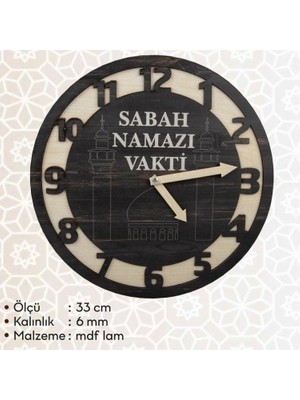 Camimarket Sabah Namazı Duruş Vaktini Gösteren Manuel Saat 33X33 cm