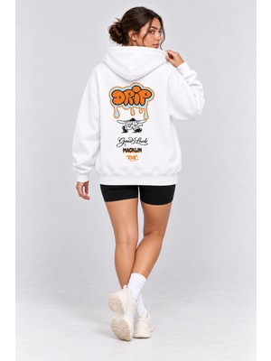 Macklin Oversize Drip Toxic Tasarım Baskılı Kapüşonlu Sweatshirt Hoodie
