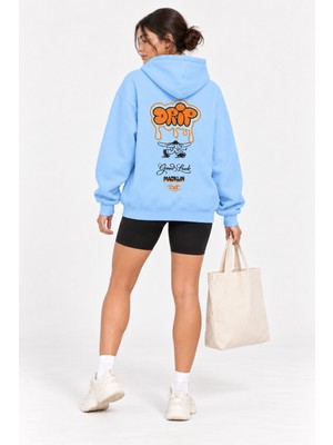 Macklin Oversize Drip Toxic Tasarım Baskılı Kapüşonlu Sweatshirt Hoodie