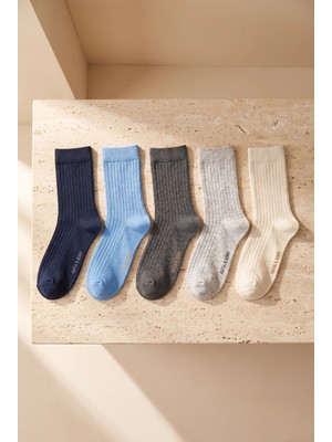 Bony Socks 5'li Paket Unisex Soket Çorap Mavi Mix