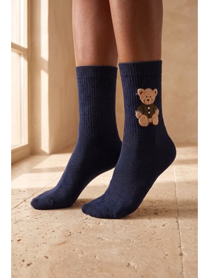Katia & Bony Unisex Teddy Desenli Soket Çorap Lacivert