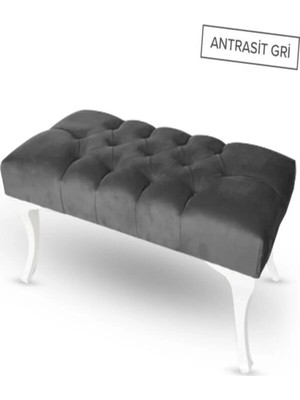 Shamei Store Hünkar Puf Bench Gri 90 Cm. 1. Sınıf Silinebilir Kumaş