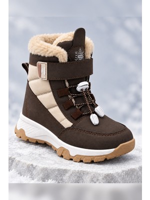 Muggo Peak Içi Kürklü Cırtlı ve Bağcıklı Unisex Çocuk Kar Botu