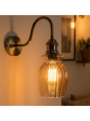 Bamyum Petal Bal Cam S Gövde Aplik Duvar Lambası Modern Otel Cafe Vintage Salon Yatak Odası Merdiven Retro