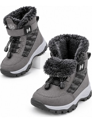 Muggo Peak Içi Kürklü Cırtlı ve Bağcıklı Unisex Çocuk Kar Botu