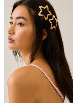 New Obsessions 2 Adet 5 cm Büyük Yıldız Gold Çıtçıt Toka