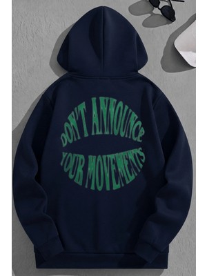 Kozz Style Unisex 3 Iplik Pamuklu Lacivert Dont Baskı Bol Kalıp Sweatshirt Hoodie
