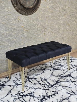 Zafir Gold Tel Ayaklı 90 cm Puf Bench - Puf - Bench - Kasalı Oturak - Oturak - Yatak Ucu Puf