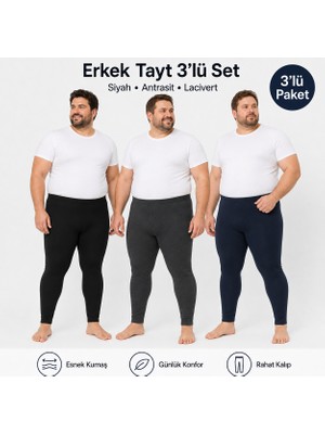 Don-X | Erkek Battal Büyük Beden 3'renk Termal Kışlık Tayt Antrasit Lacivert Siyah ( 3ADET )