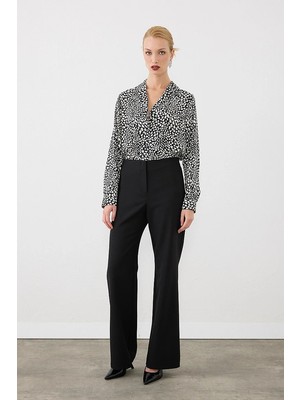 Gusto Flare Paça Kumaş Pantolon - Siyah