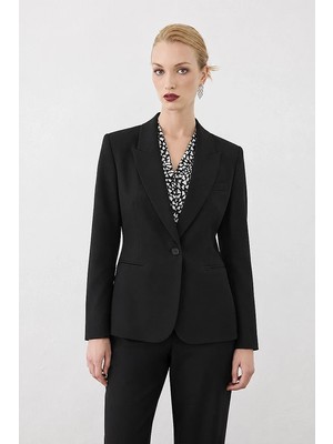 Gusto Tek Düğmeli Blazer Ceket - Siyah