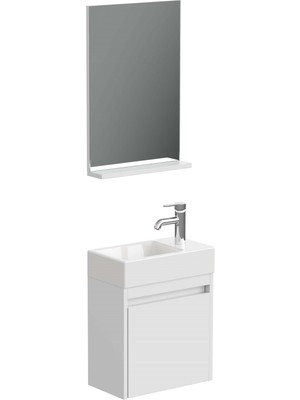 Aqua Bagno Minizia Banyo Dolabı 45 x 32 Cm. Beyaz,lavabo Dahil | Abs.50.35.01.02