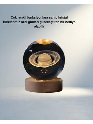 Hsc Bilişim Kristal Küre LED Lamba Usb'li Ahşap Stand ile Gece