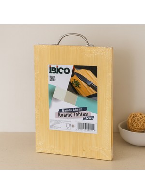 Bambu Ahşap Kesme Tahtası 22X32X1.7 cm (Metal Kulplu)