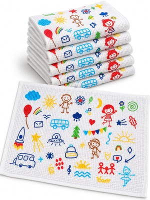 Elif Mira 6'lı Okul Beslenme Örtüsü 35X50 cm Pamuklu Yıkanabilir Happykids