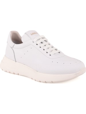 Libero LZ4765 Beyaz Hakiki Deri Bağcıklı Esnek Kalın Taban Kadın Comfort Sneaker Casual Ayakkabı