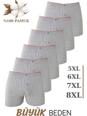 Arma Yıldız 6'lı Paket Erkek Geniş Kalıp Büyük Beden Boxer Battal Boy Iç Giyim %100 Pamuklu