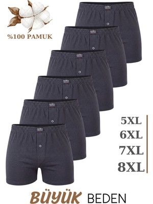 Arma Yıldız 6'lı Paket Erkek Geniş Kalıp Büyük Beden Boxer Battal Boy Iç Giyim %100 Pamuklu