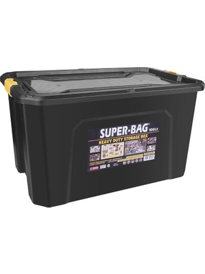 Super Bag 100 L Kapaklı Saklama Kutusu, Ağır Hizmet Plastik Depolama Kutusu, Çok Amaçlı Eşya Düzenleme ve Saklama Kabı, Darbeye Dayanıklı, Ev Garaj Depo Kullanımı, ASR-4040