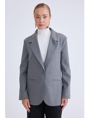 Önden Tek Düğme Kapamalı Blazer Ceket