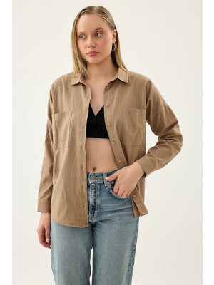 Vitrin Basic Oversize Önden Cepli Gömlek