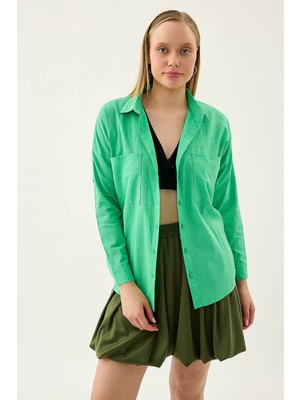 Vitrin Basic Oversize Önden Cepli Gömlek