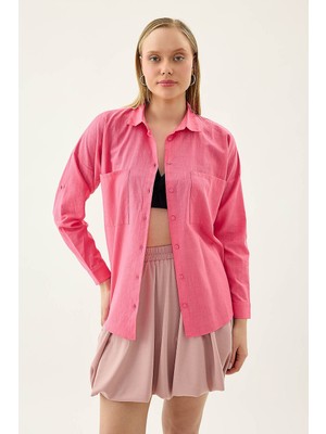 Vitrin Basic Oversize Önden Cepli Gömlek