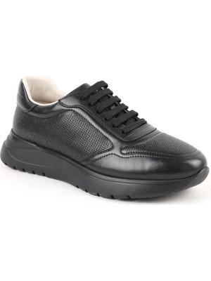 Libero LZ5083 Beyaz Hakiki Deri Lazer Delikli Bağcıklı Esnek Kalın Taban Kadın Comfort Sneaker Casual Ayakkabı