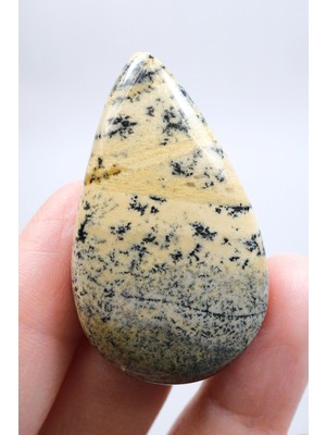 Healcrystal Sarı Dendritik Akik Kabaşon- 70 Ct Damlataşı Örneği, 14G
