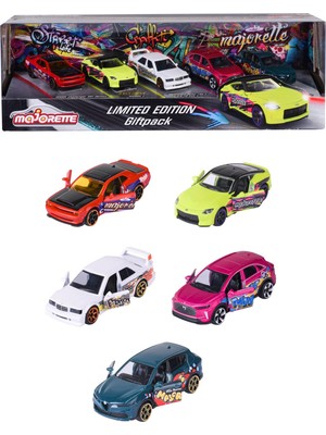 Majorette Grafiti Görünümlü 11 Araç Seti, Sınırlı Sayıda (5 Araba) - 5 Model Araba, Metal Serbest Tekerlekli, Süspansiyonlu ve Açılabilir Parça, Koleksiyoncular ve 3 Yaşından Büyük Çocuklar Için