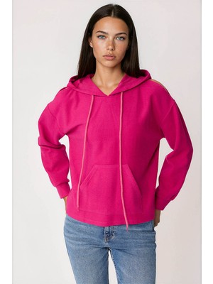 Vitrin Omuz Dekolteli Kanguru Cep Kapüşonlu Sweatshirt