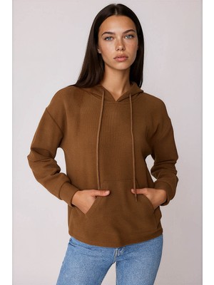 Vitrin Omuz Dekolteli Kanguru Cep Kapüşonlu Sweatshirt