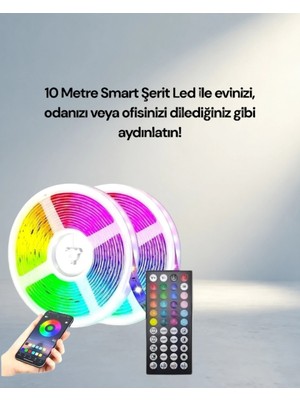 TKÇ Bluetooth Kontrollü 10 Metre Şerit LED Işık USB Enerjili