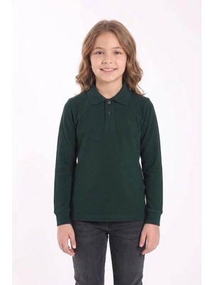 Çocuk Okul Tişörtü Polo Yaka Uzun Kollu