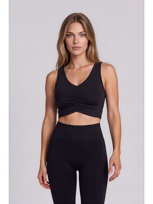 Önü Büzgülü Crop Sporcu Atlet